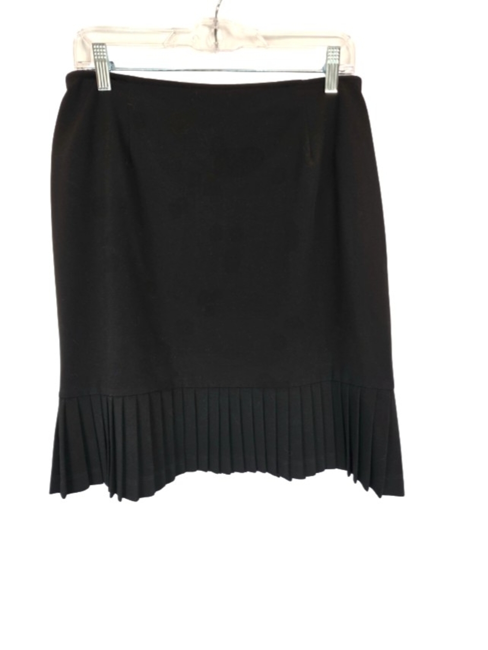 Skirtology Business Casual Pleated Knee Length Solid Black Zip Skirt Size 10